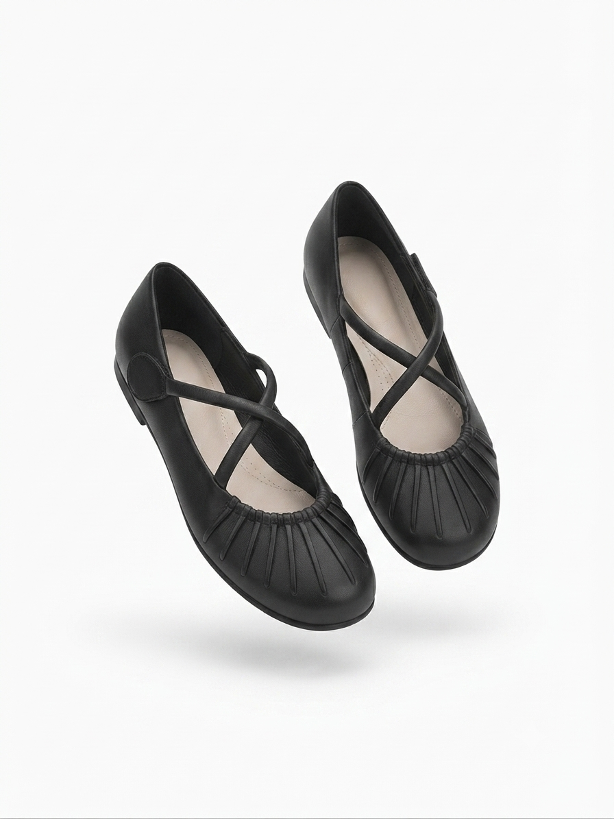 Rihanna Premium Leather Velcro Strap Block Heels