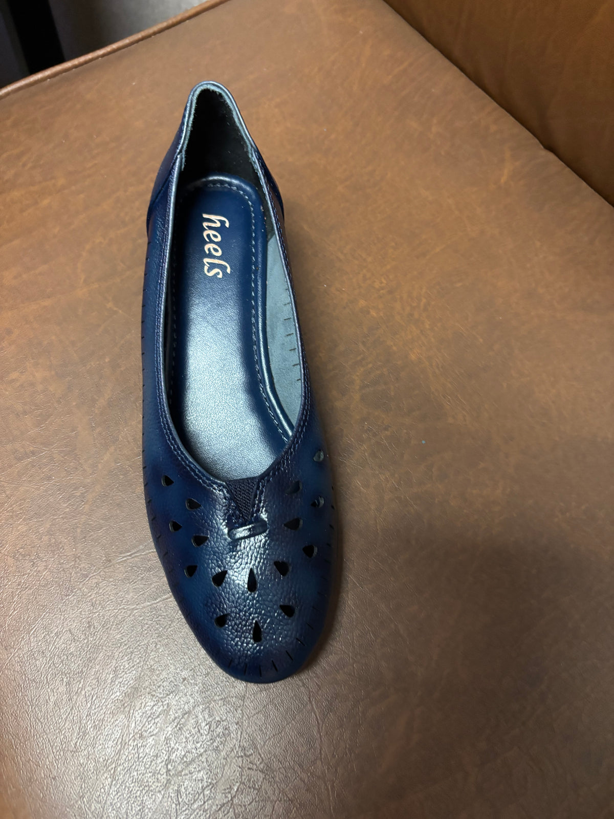 Lynda Perforated Leather Wedge Ballerinas