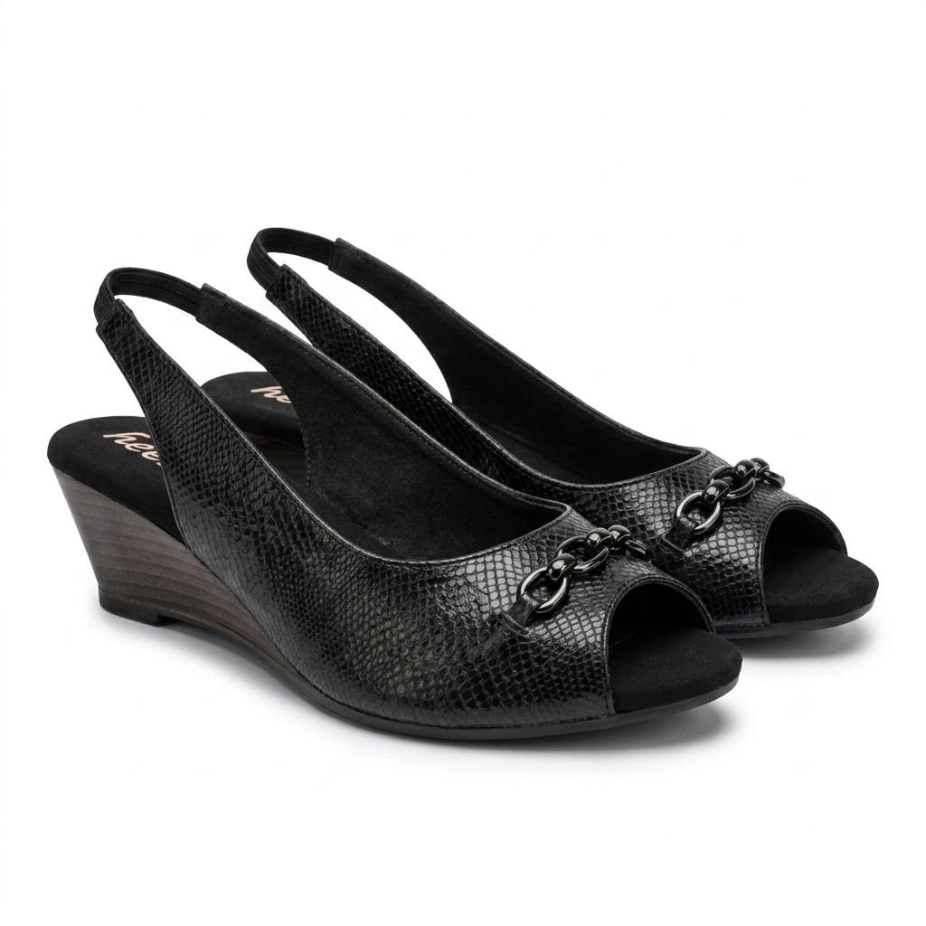Serena Wedge Back Elastic Peep Toe Sandal