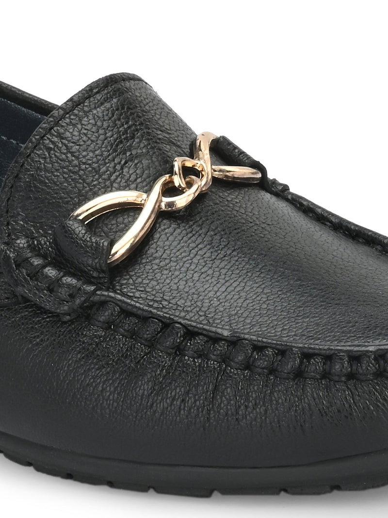 Sarah Black Leather Cushion Loafers