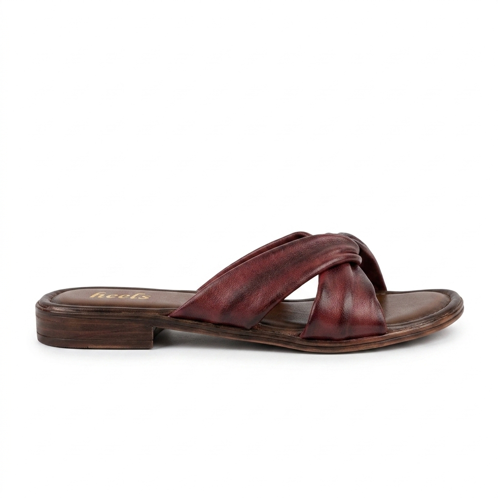 Yaba Leather Soft Napa Cross Flat Sliders