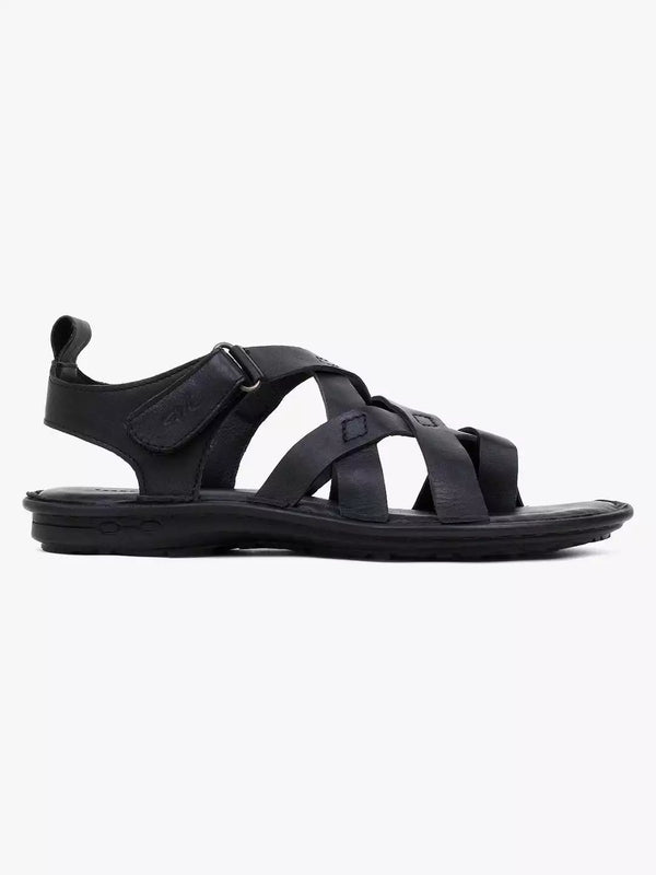 Dalton Black Leather Sandals