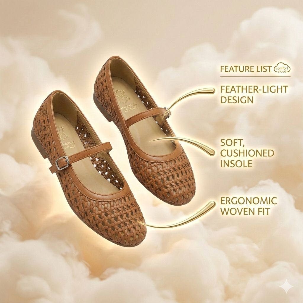 Meraki Premium Mesh Flat Mary Jane Ballerinas - The Heels India