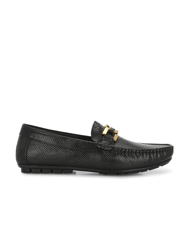 Hertz Black Leather Loafers