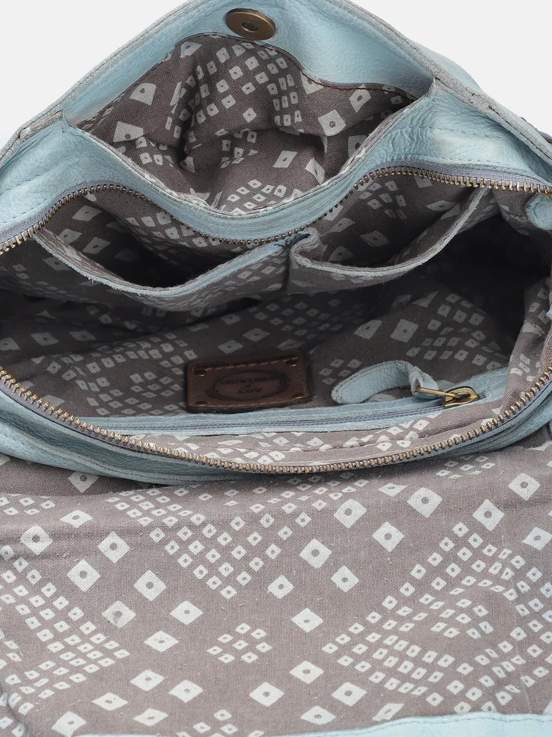 Azure Aster Elegance: Blue Leather Crossbody for Effortless Style