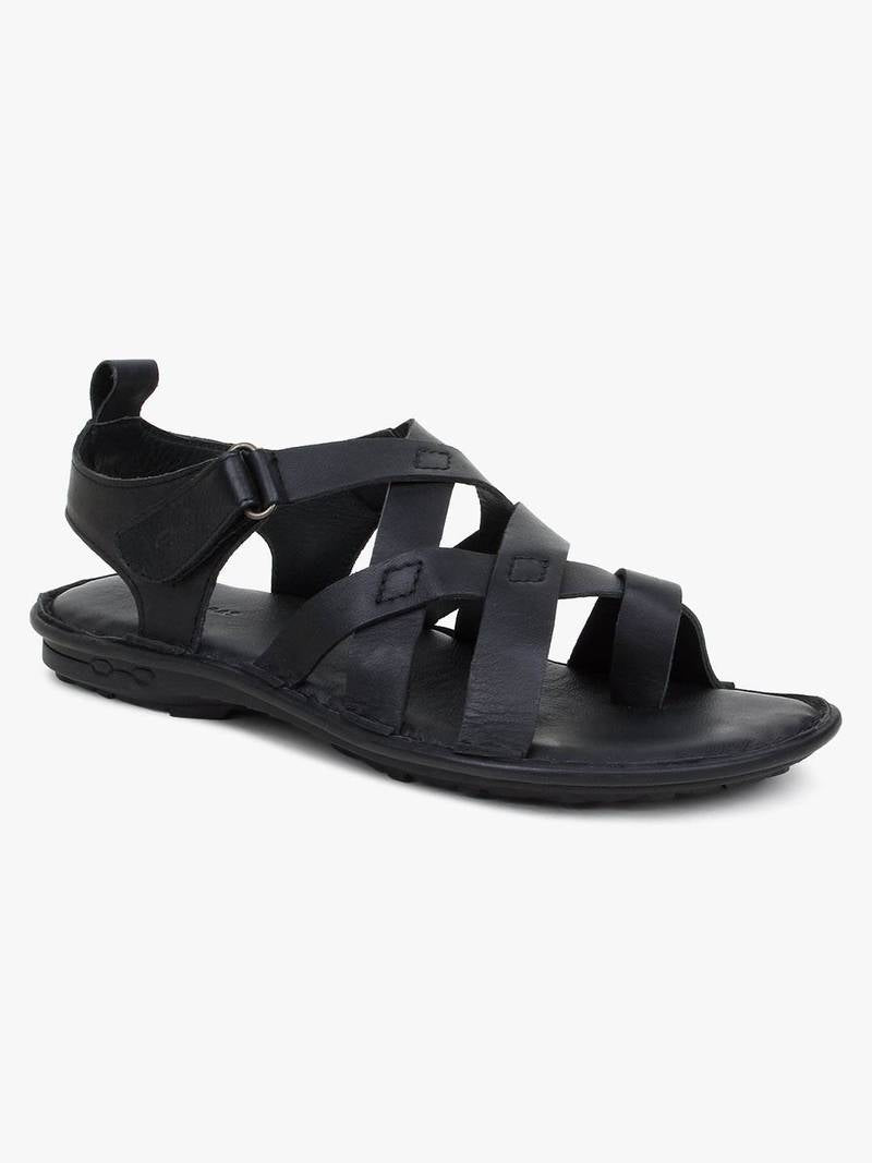 Dalton Black Leather Sandals