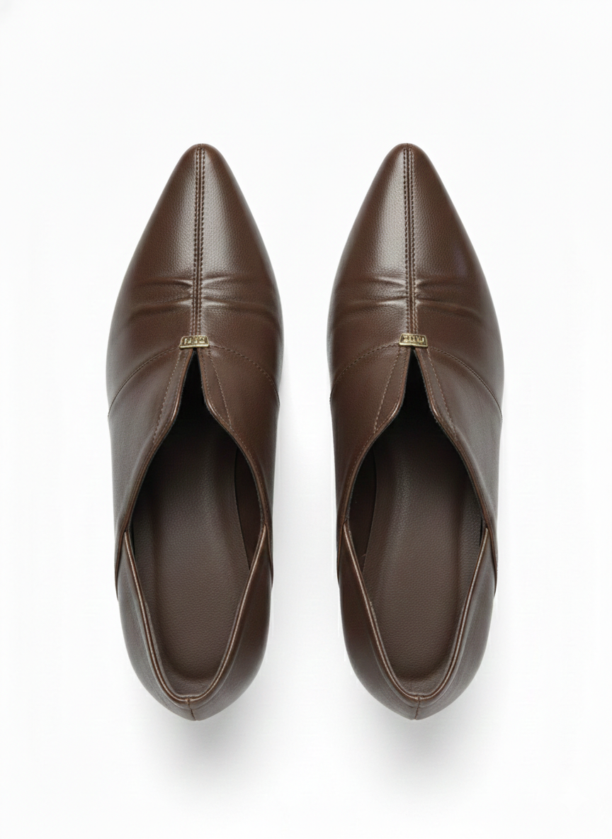 Gracie Premium Leather Slip On Pointed Heel Loafers