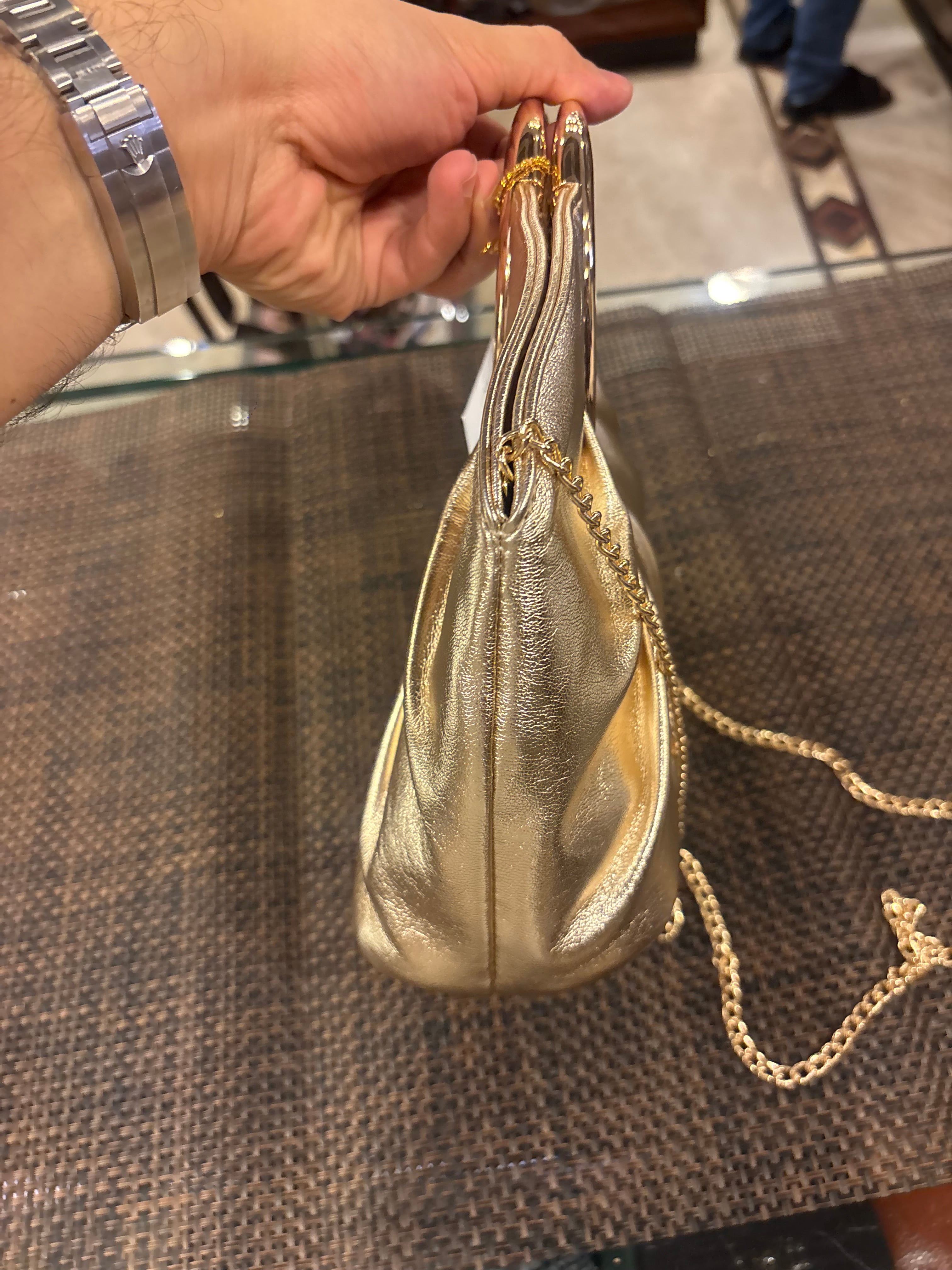 Metallic Circular Handle Quilted Bags