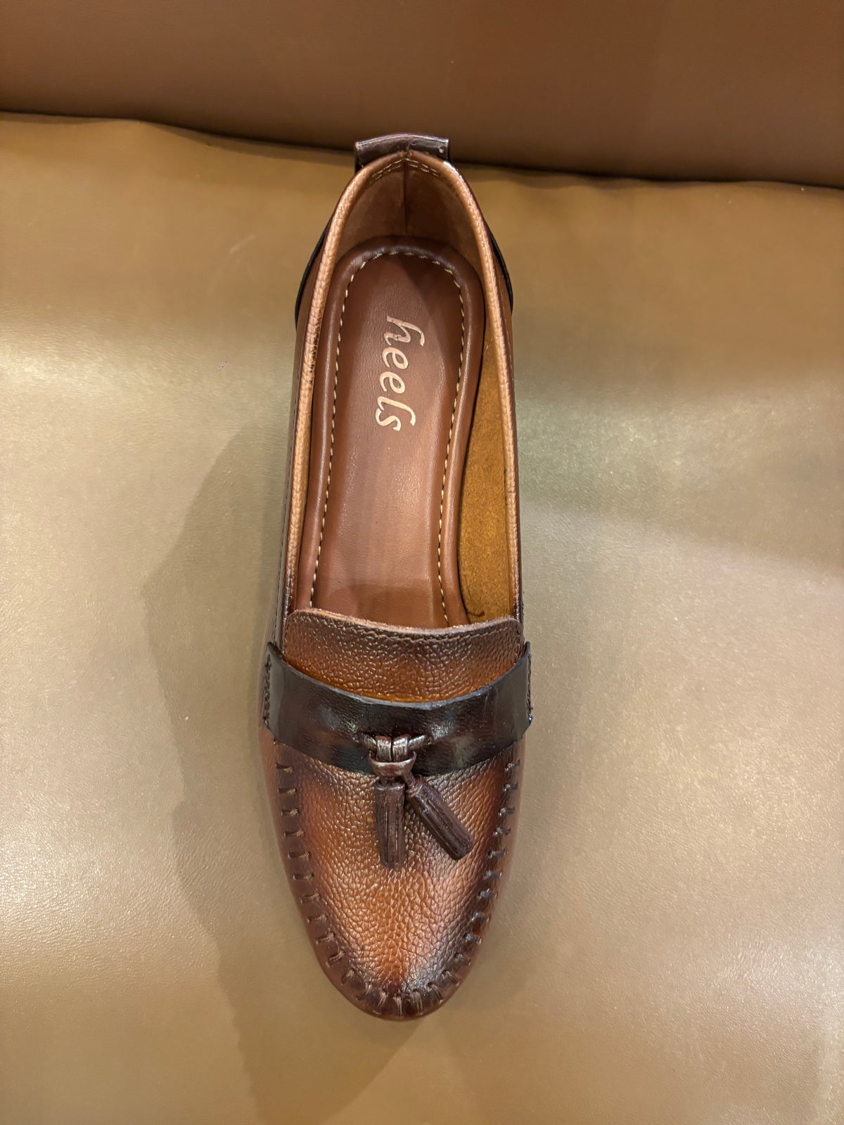 Fiona Leather Tassel Block Heel Loafers