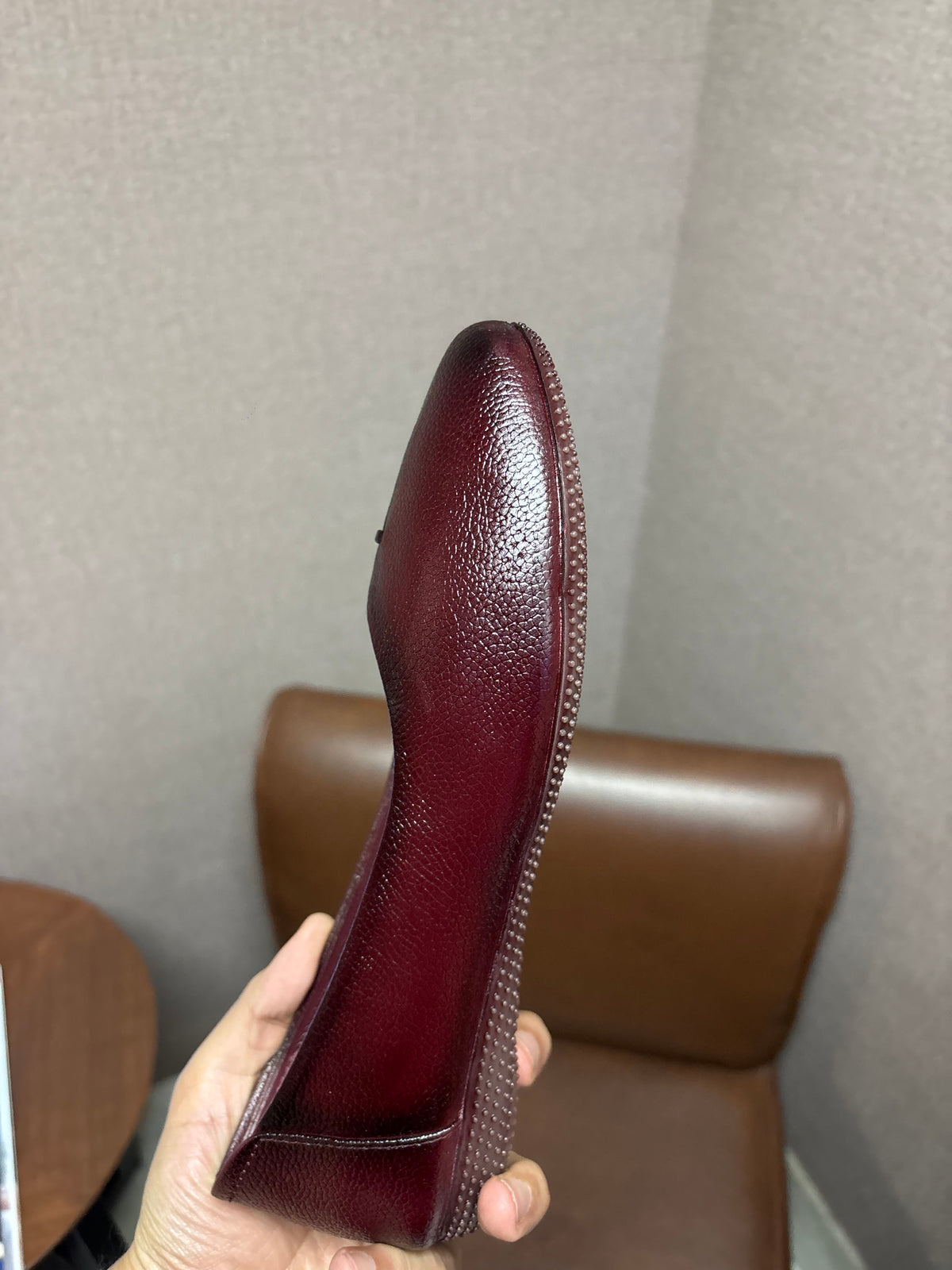 Nysa Classic Leather Ballerinas in Maroon - The Heels India