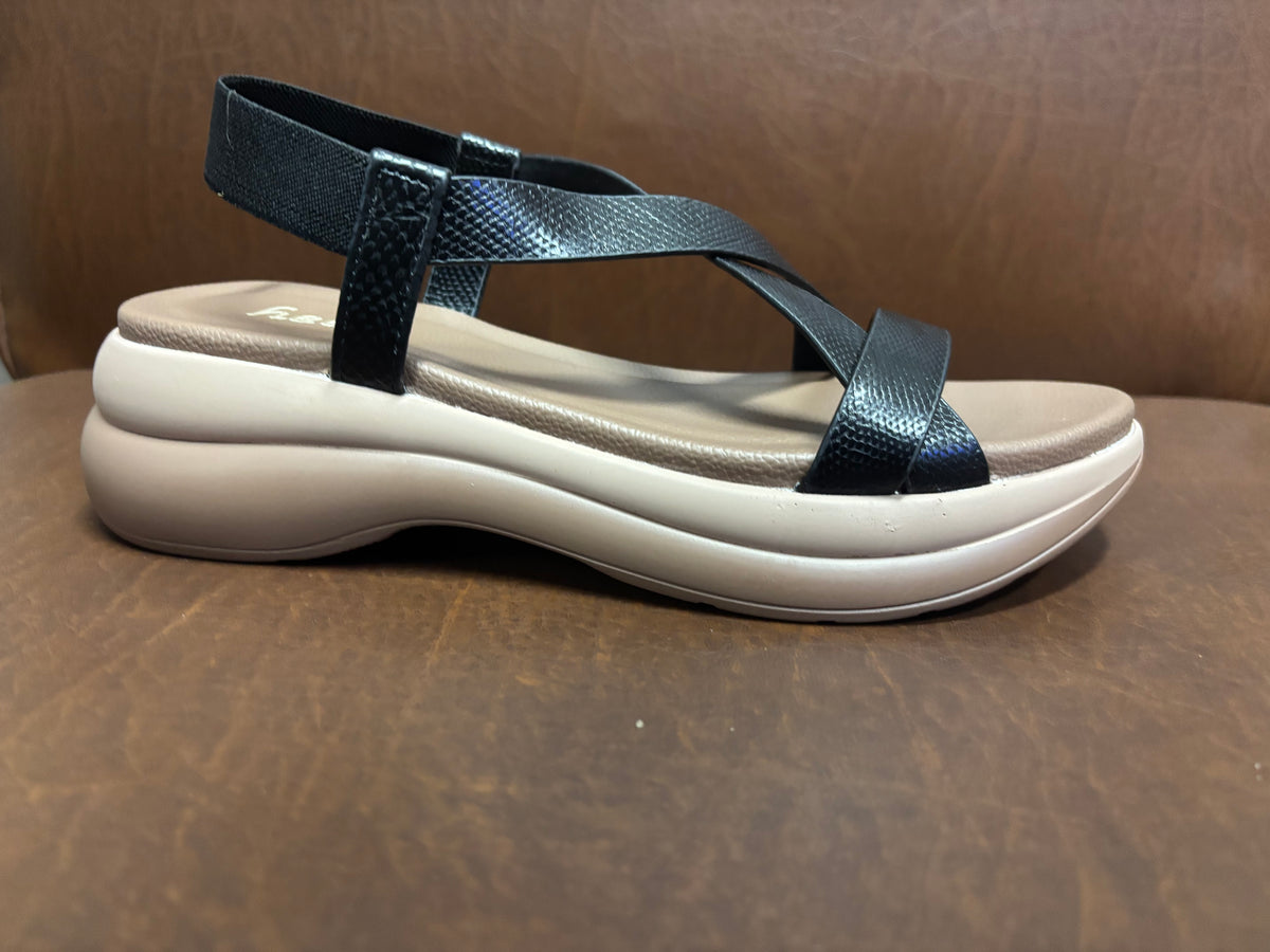 Frida Criss Cross Comfort Back Elastic Sandals