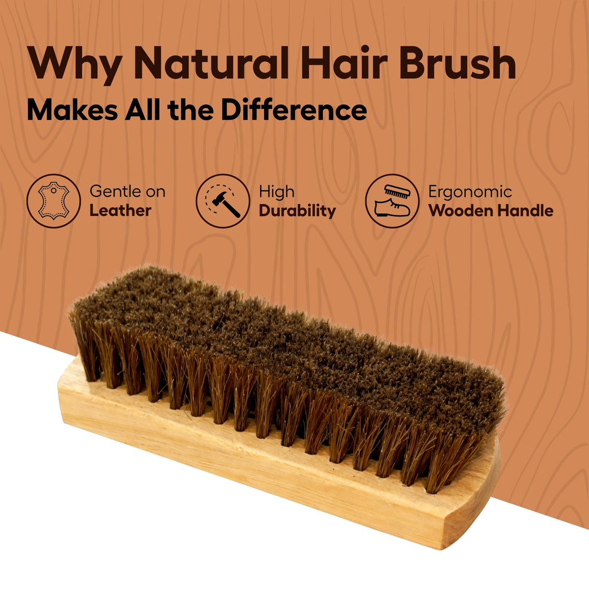 Shoe Brush 6 Inch 100% HORSE HAIR
