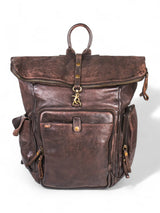 Leo : Real Leather Brown With Wash Effect Backpack