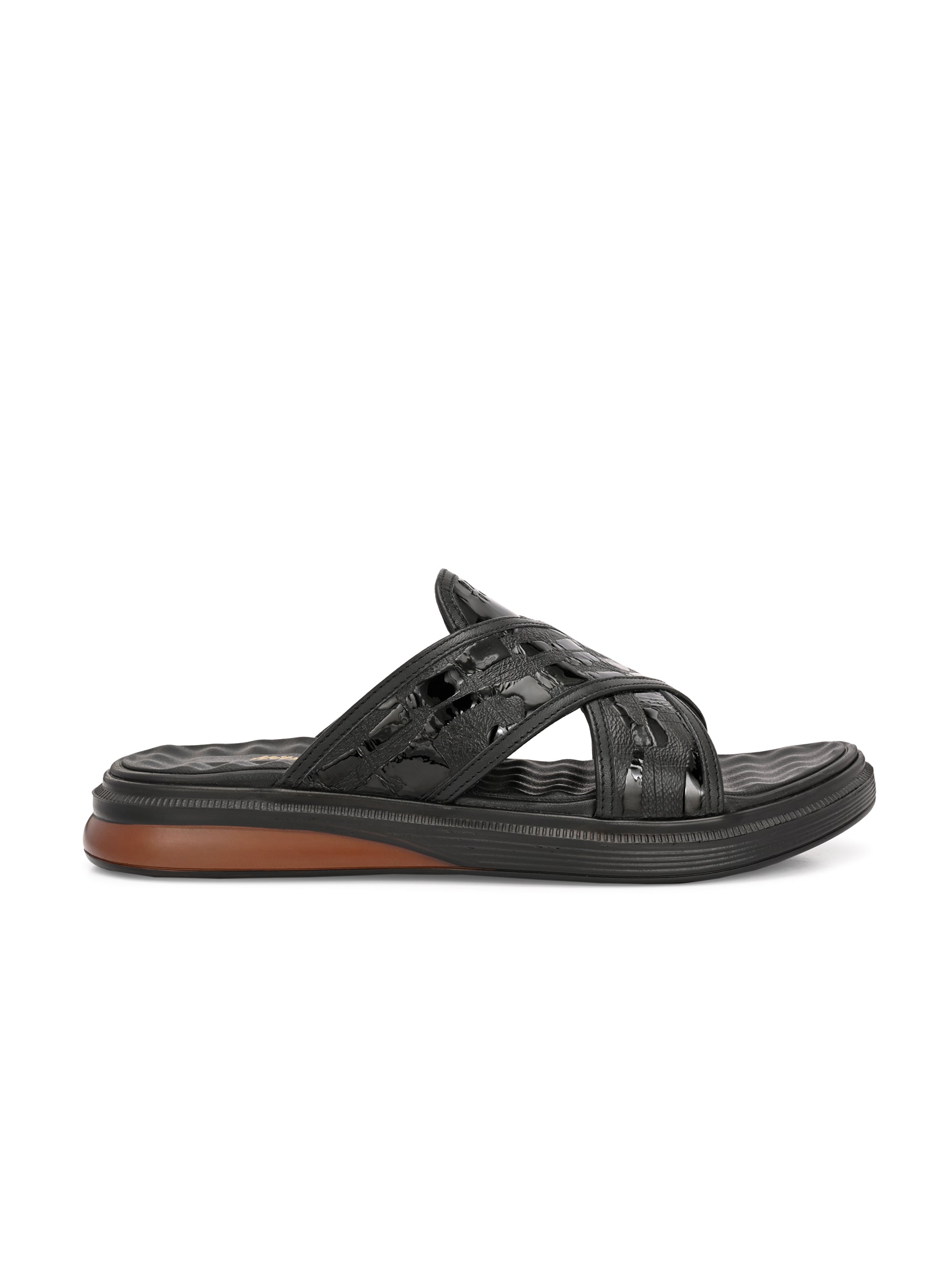 Ashton Leather Cushioned Cross Slippers