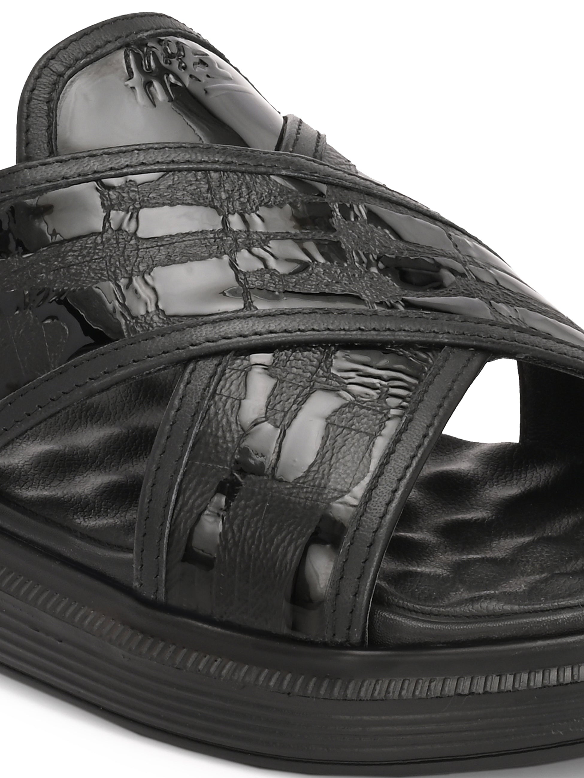 Ashton Leather Cushioned Cross Slippers - The Heels India