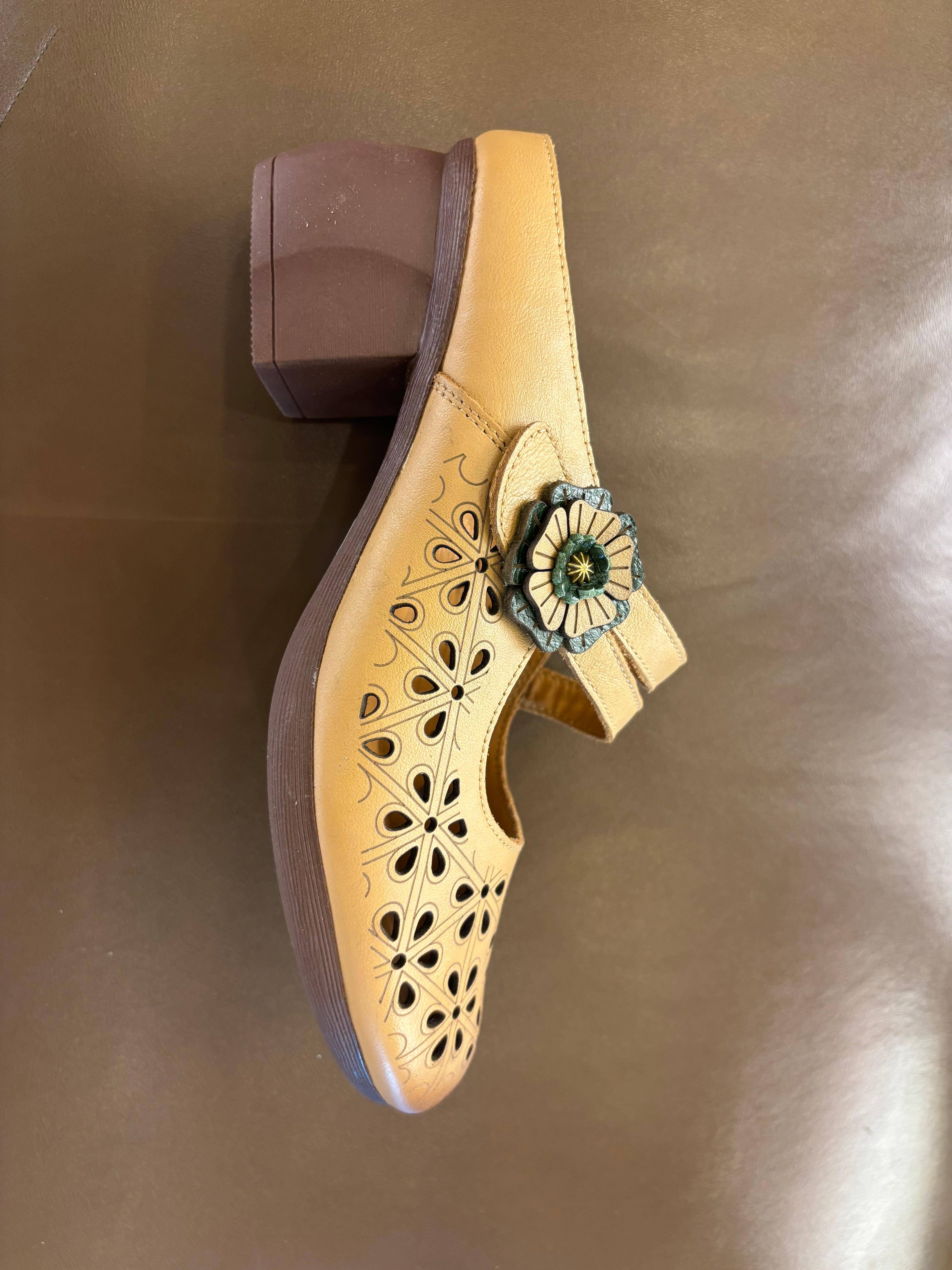 Marcia Premium Leather Perforated Slip On Mules