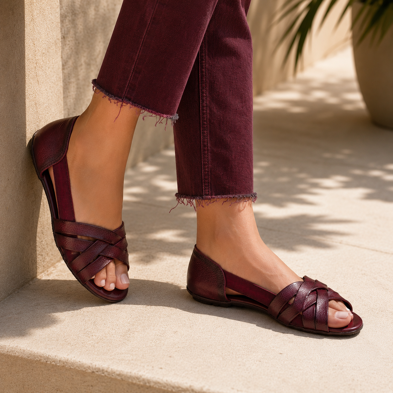 Georgia Leather Crisscross Sandals - The Heels India