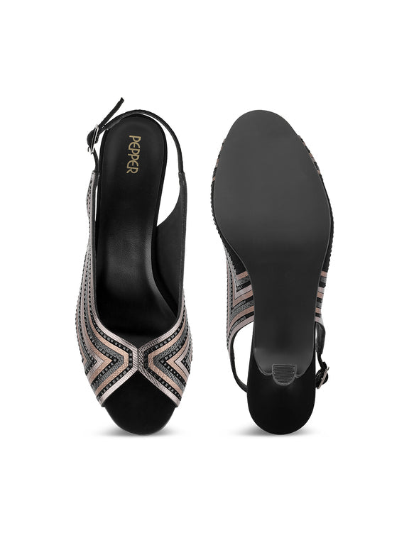 Isabelle Bling Slingback Kitten Heel Sandals