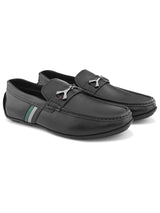 Ethan Black Leather Buckle Loafers