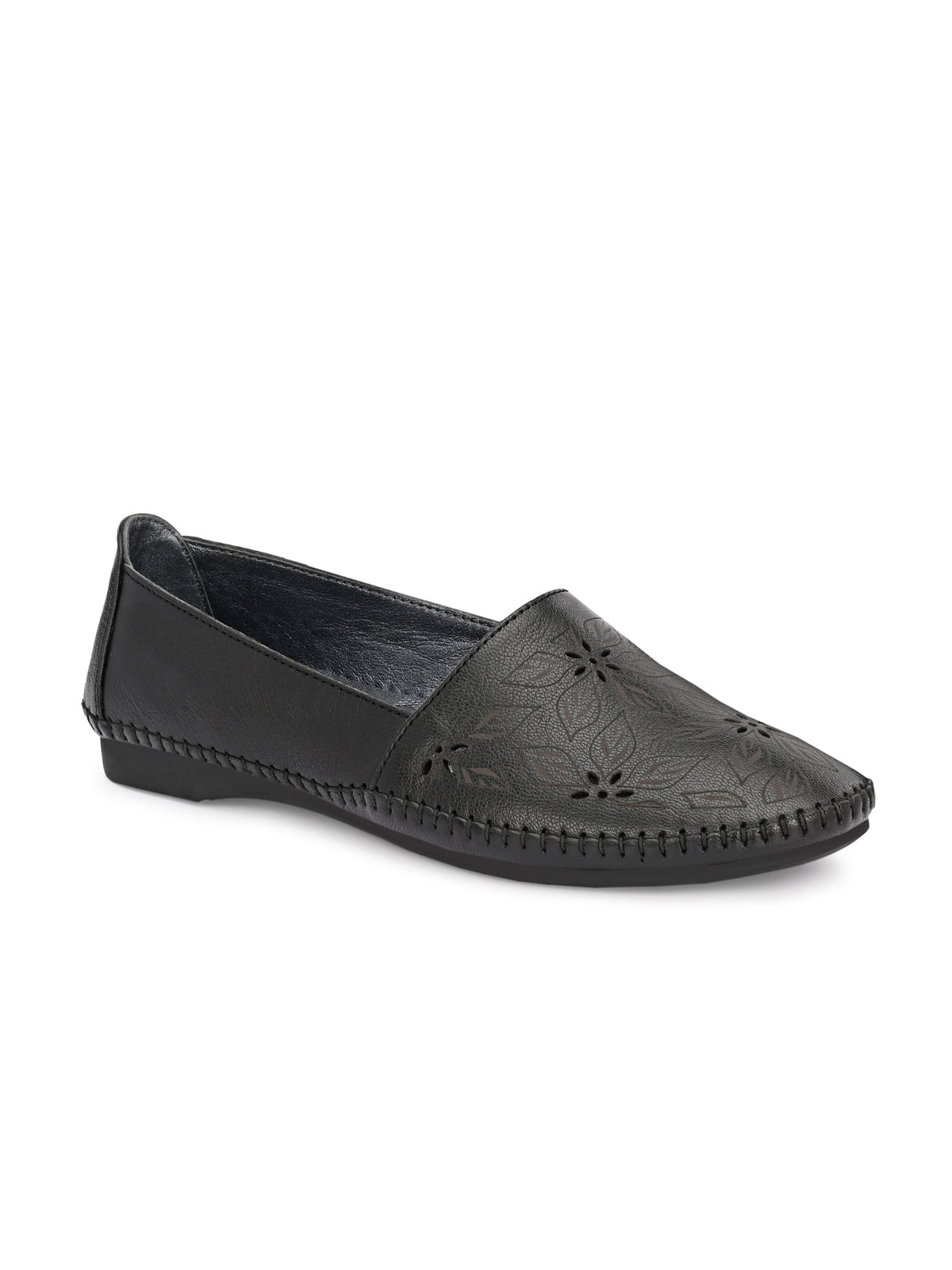 Teressa Perforated Cushioned Leather Ballerinas