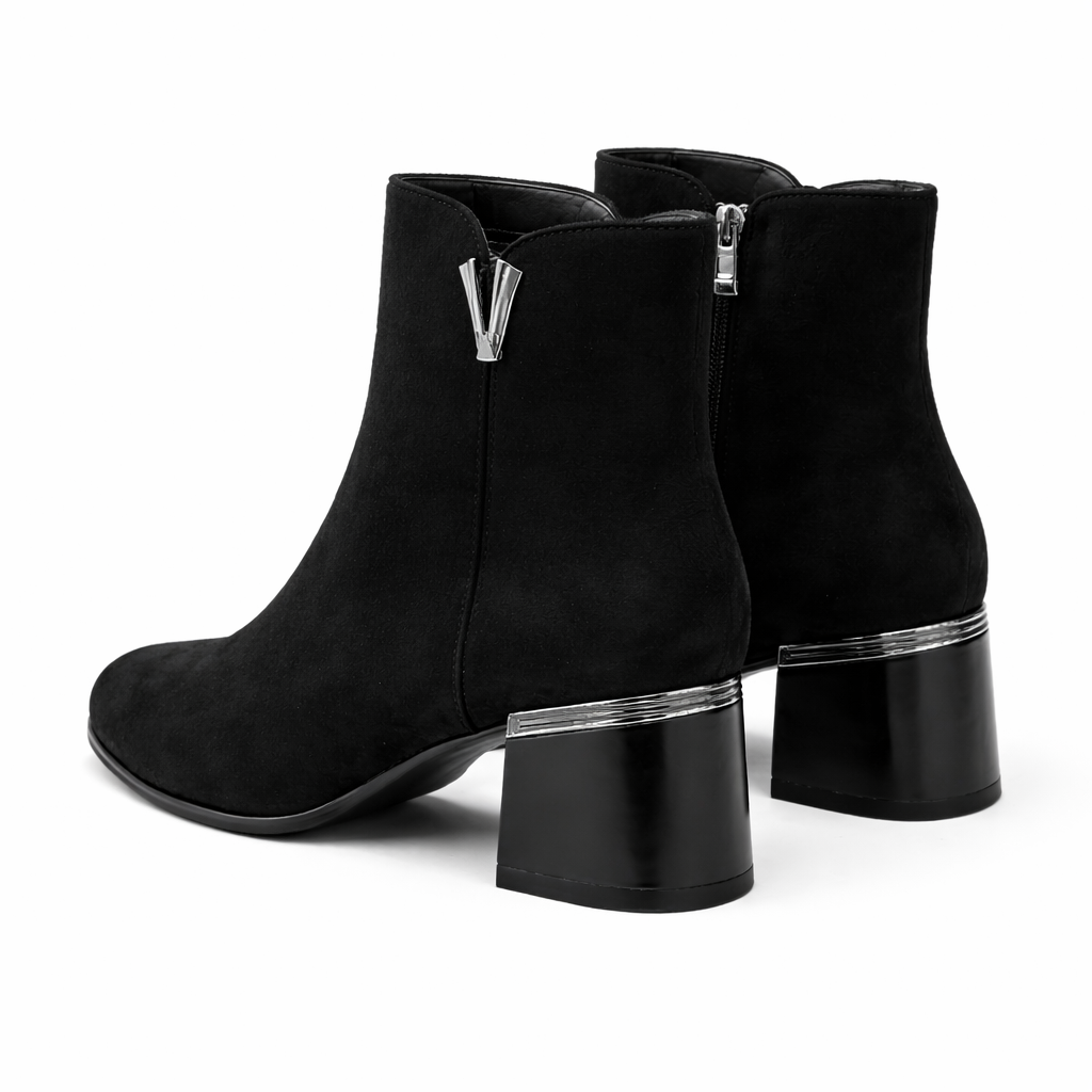 Savanna Suede Premium Winter Ankle Boots with Block Heels