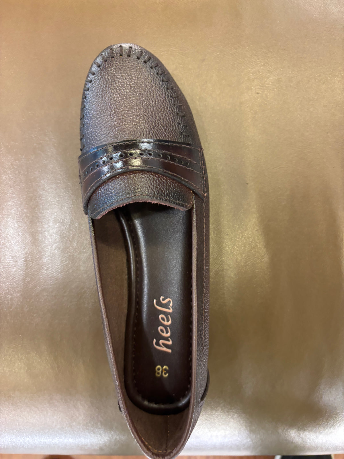 Lily Leather Classic Tie Stitch Ballerinas in Brown - The Heels India