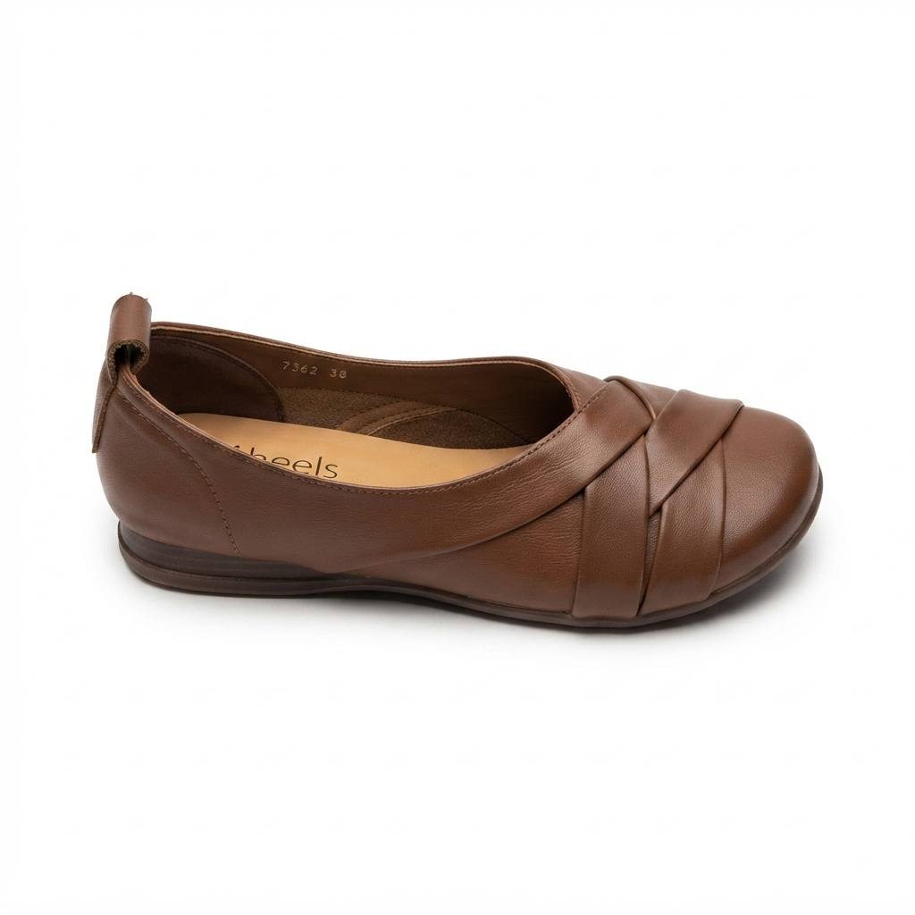 Audrey Premium Leather CrissCross Flat Cushioned Ballerinas