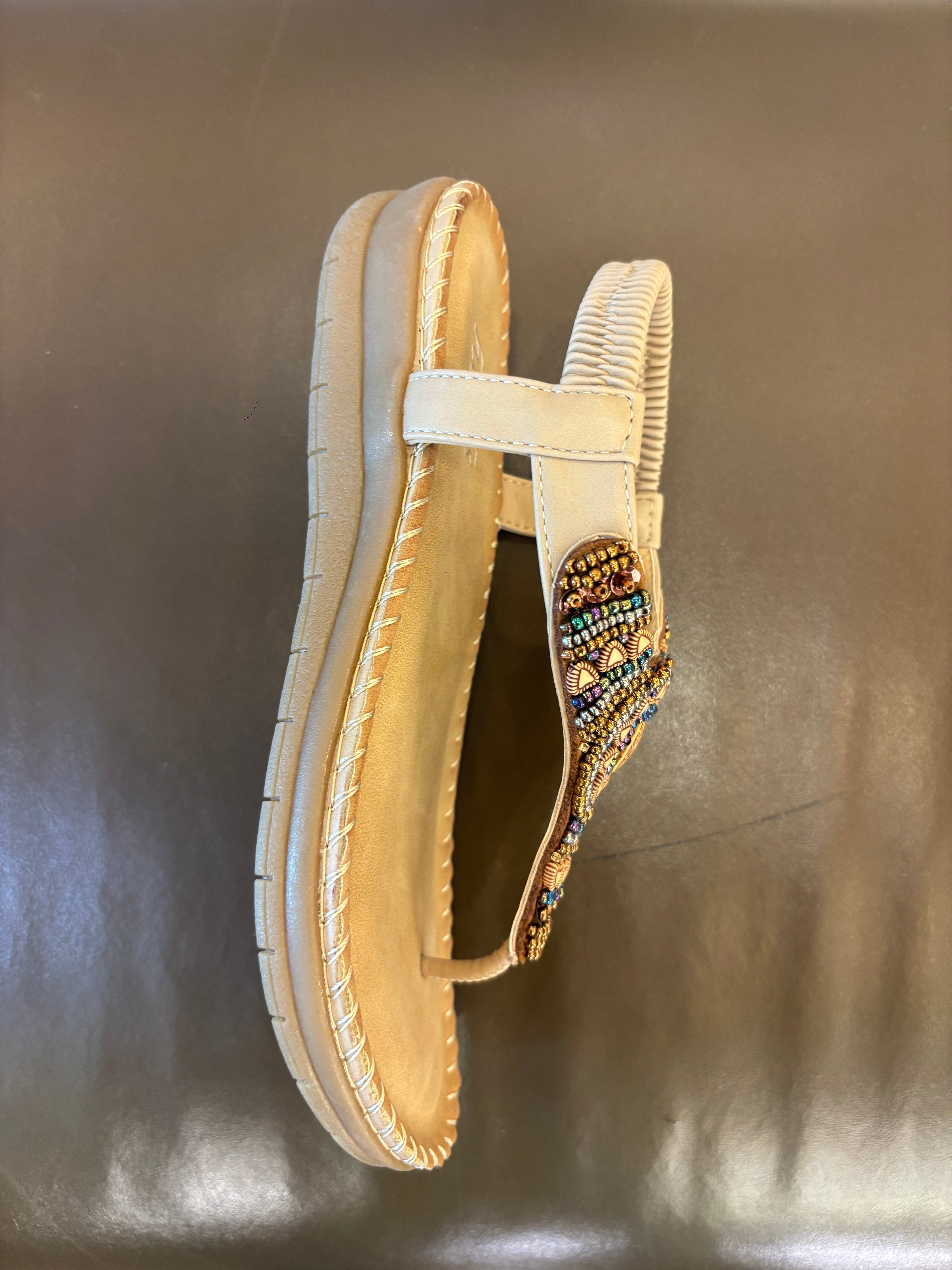 Crimson Embellished Comfort Back Elastic Sandals - The Heels India