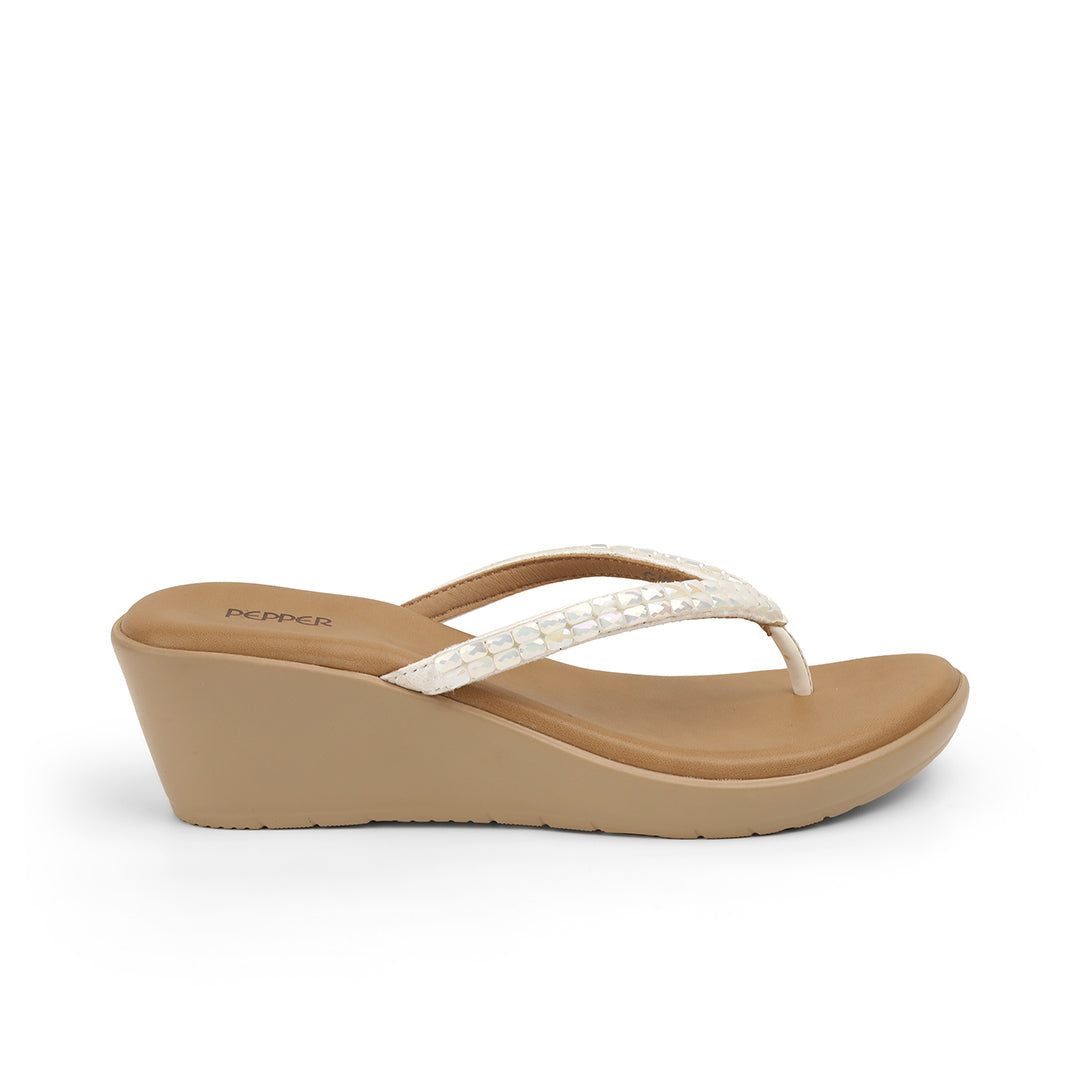 Mireta Embellished Comfort V Wedge Heel Slippers