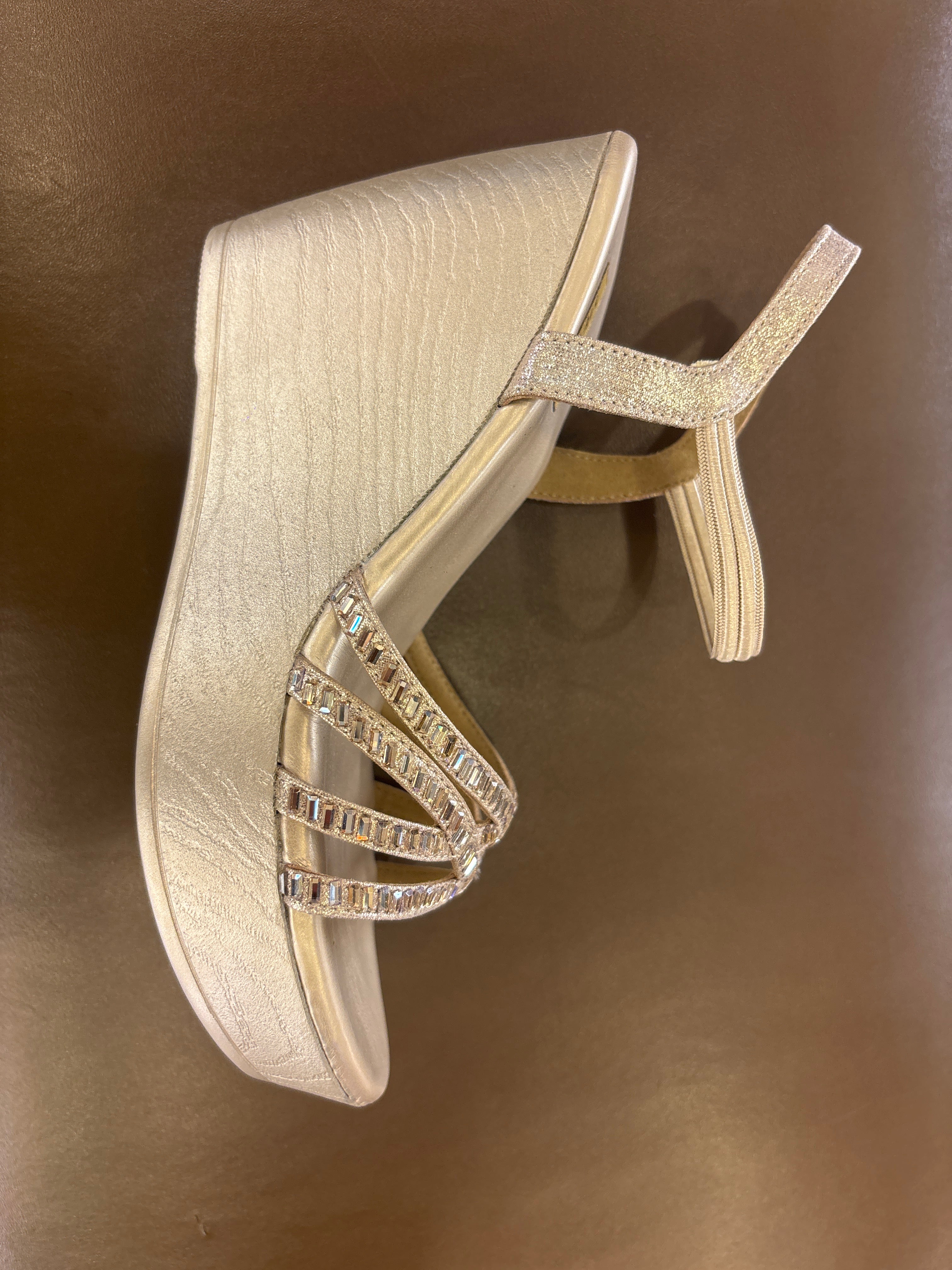 Zara Bling Back Elastic Wedge Platform Heels