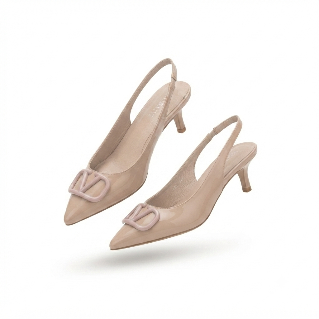 Valeria Premium Patent Slingback Kitten Heels