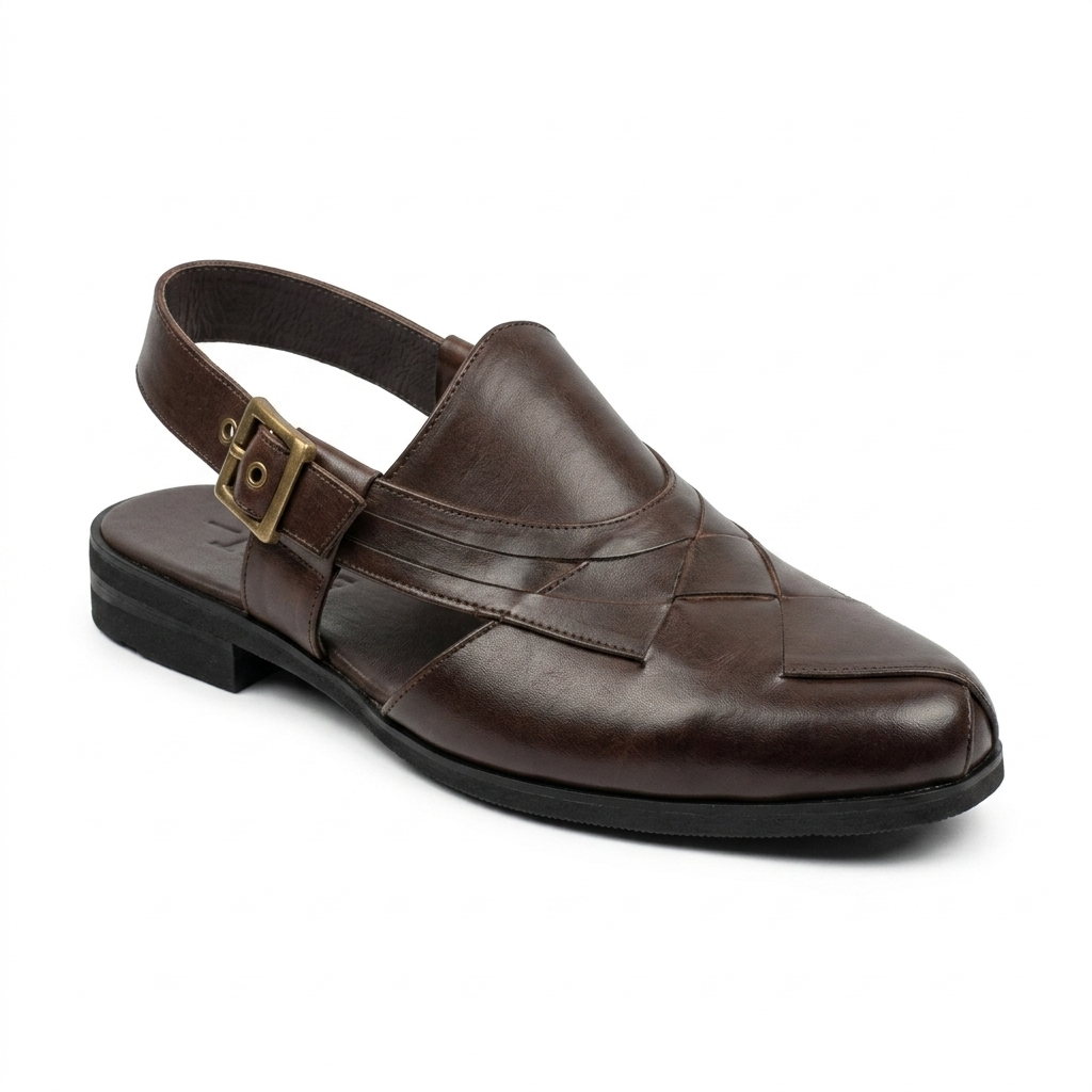 Declan Leather Ethnic Peshawari Sandals Brown - The Heels India
