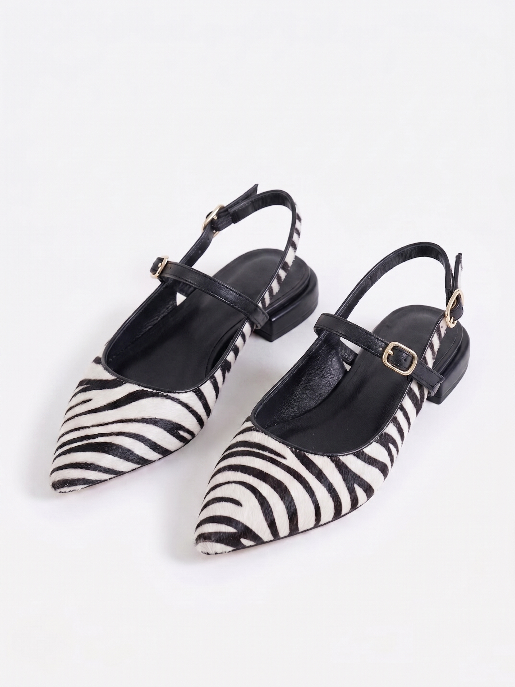 AVIRA Premium Leather Sling Back Flat Mid Heel Ballerinas