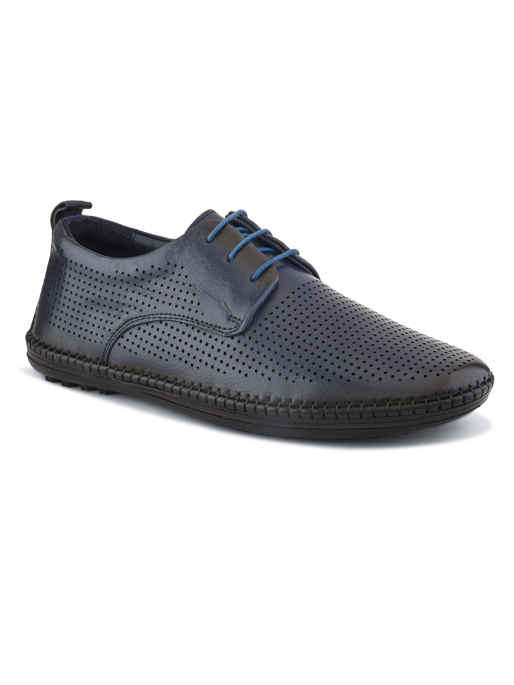 Anax Casual Perforated Leather Derby Shoes