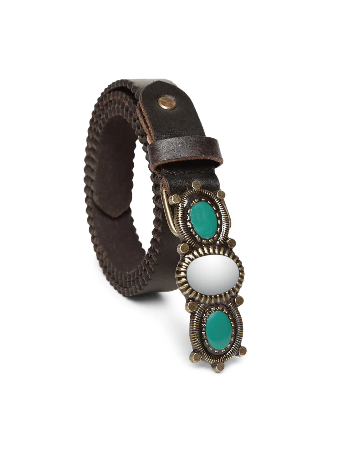 Black Women Embellished Leather Belt