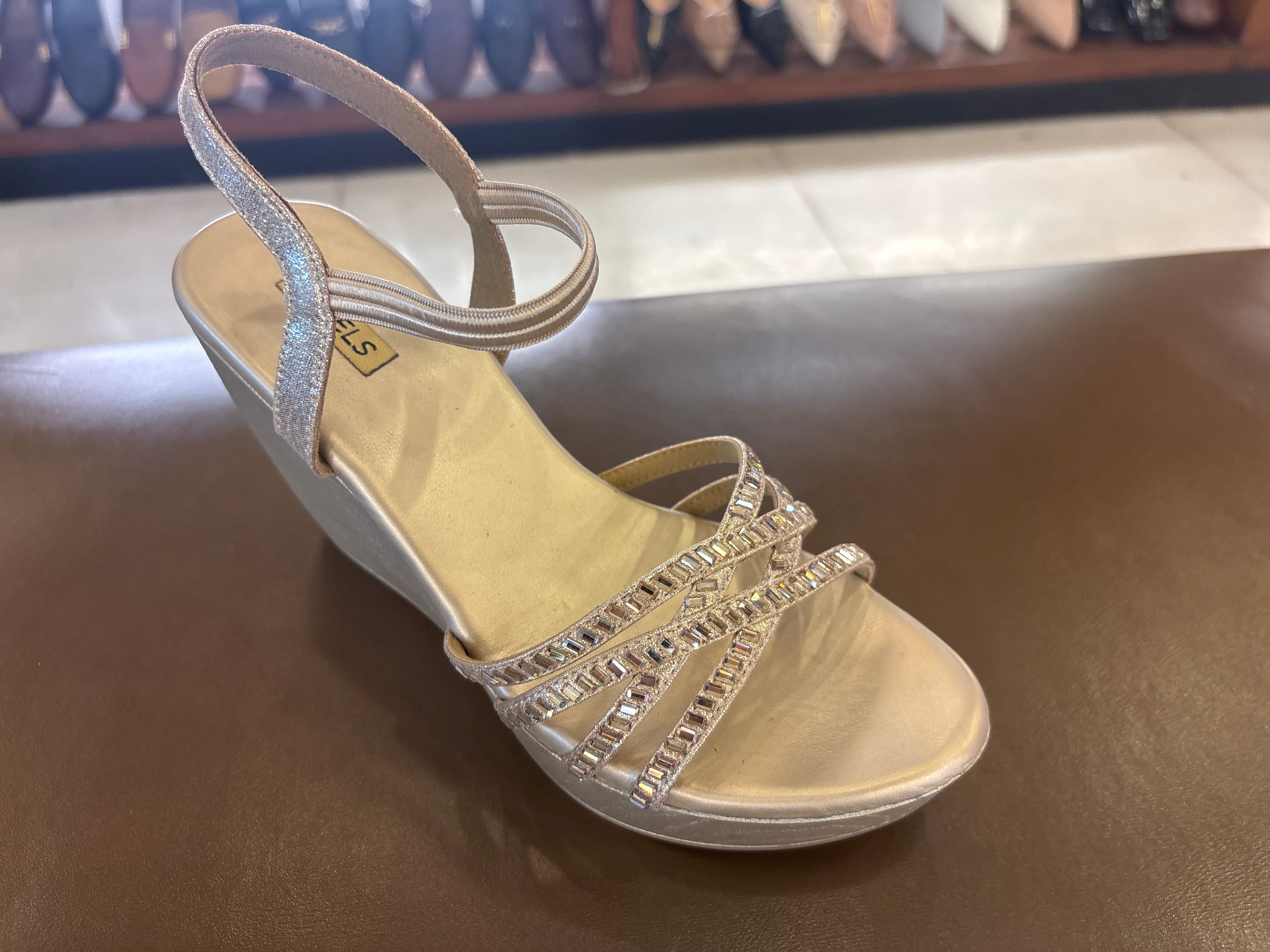 Zara Bling Back Elastic Wedge Platform Heels