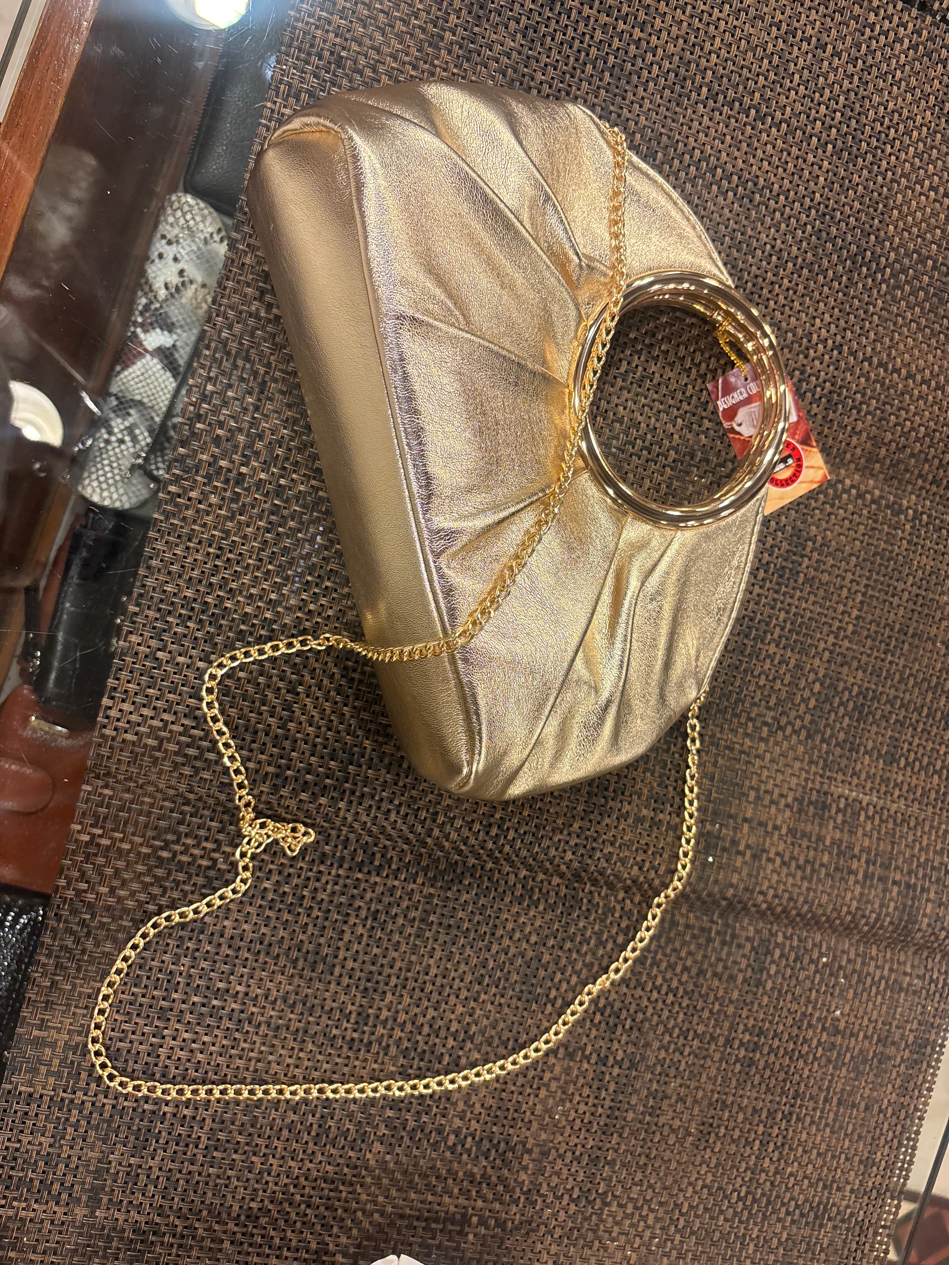 Metallic Circular Handle Quilted Bags