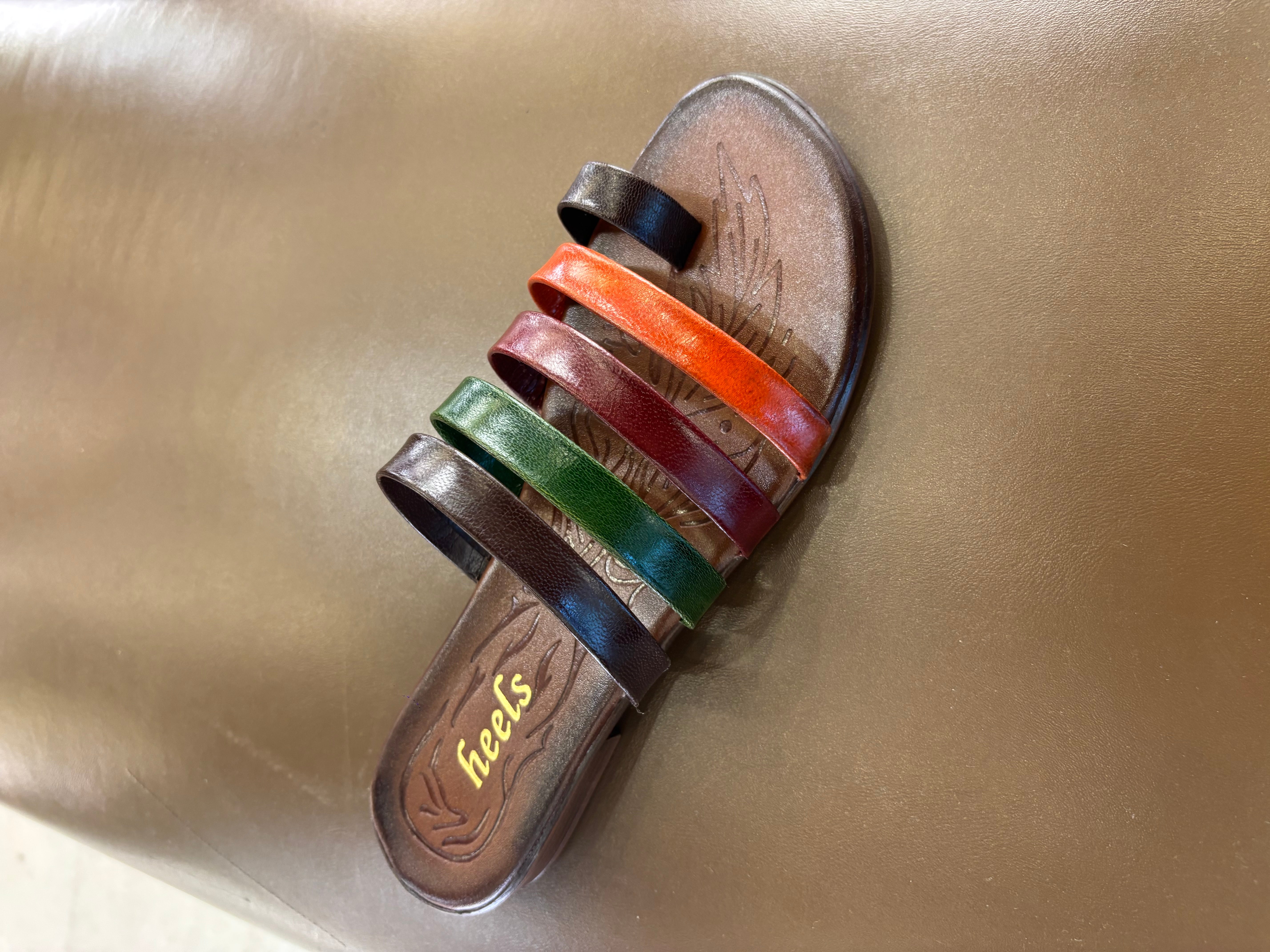 Joy Leather Thumb Strap Flat Slippers