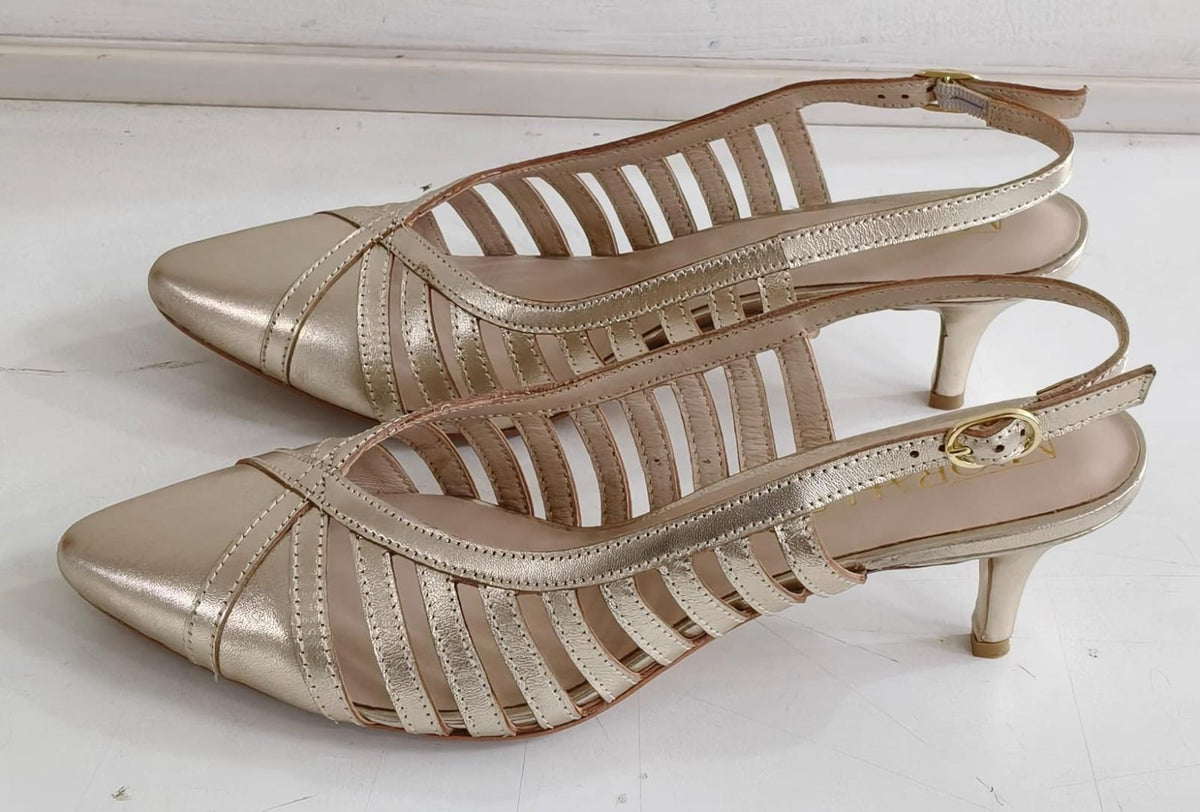 AVIVA Premium Leather Slingback Kitten Heels - The Heels India