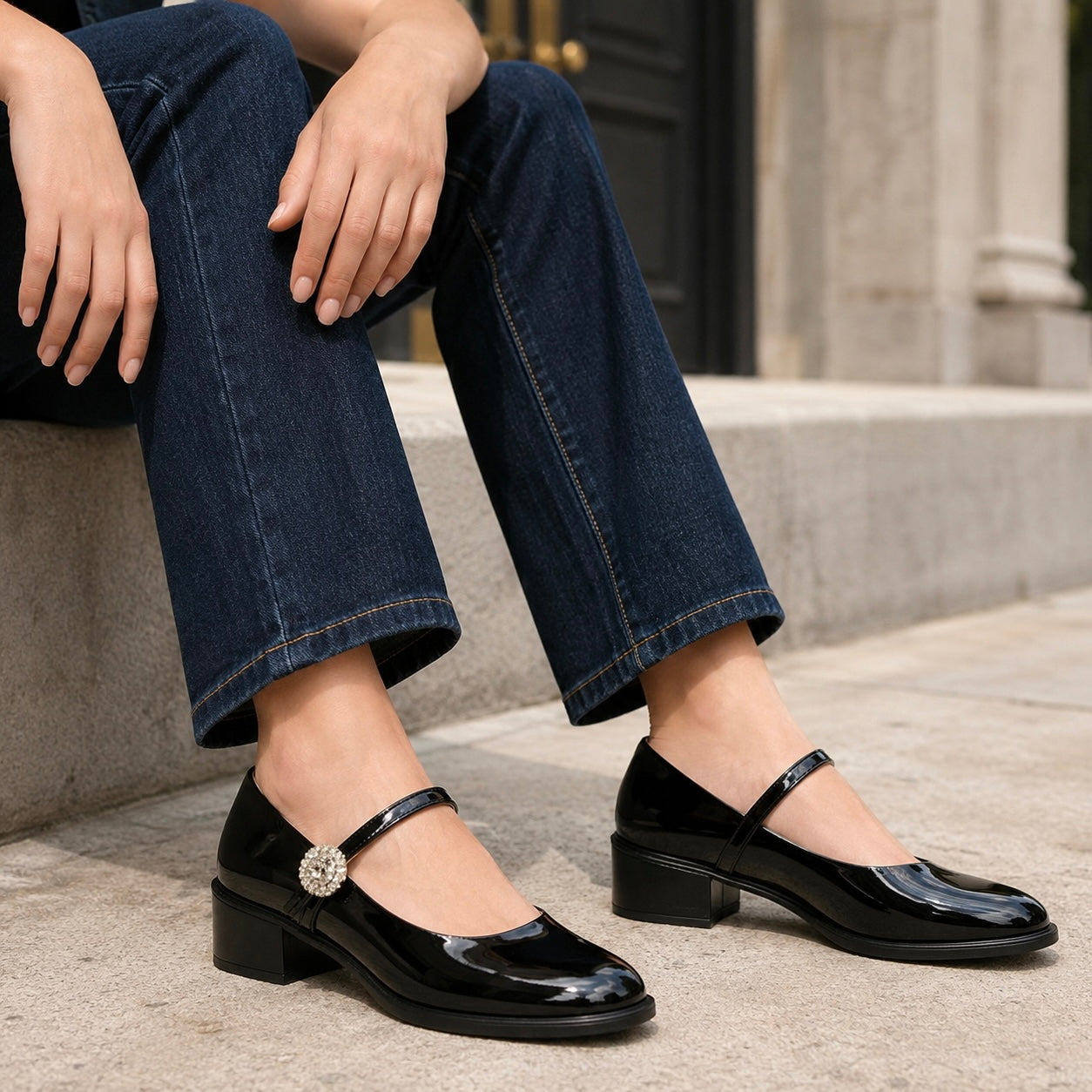 Madisson Premium Patent Mary Jane Block Heels