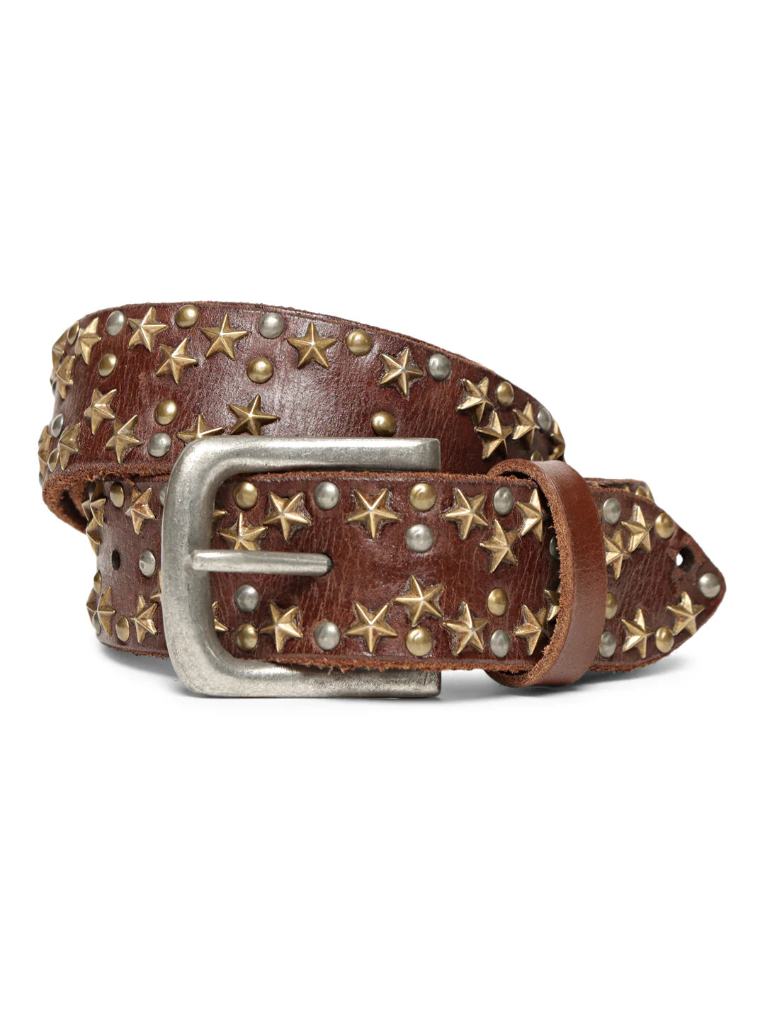 Brown Star Studded Belt For Women