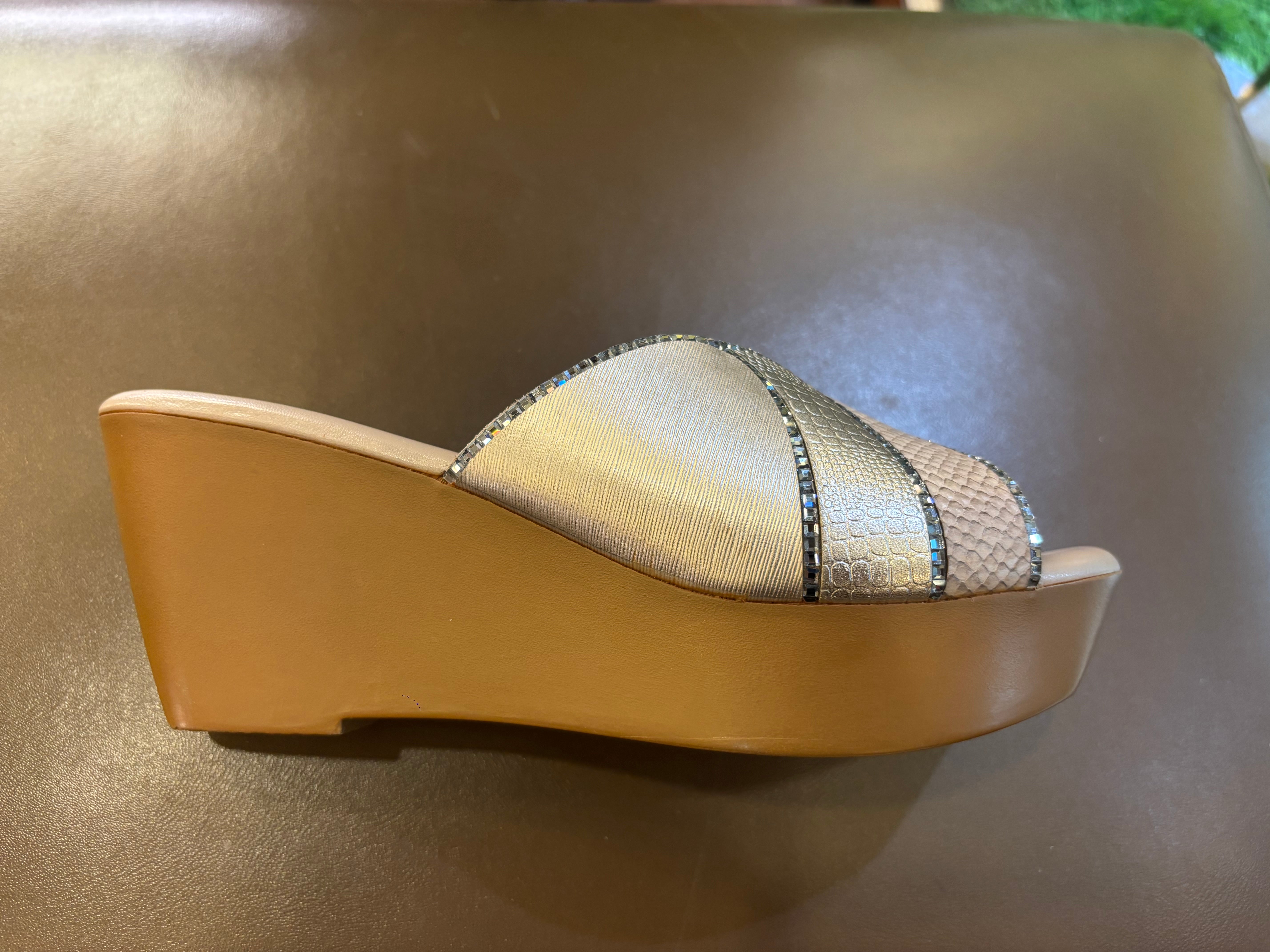 Silviya Bling Peep Toe Wedge Platform Heels - The Heels India