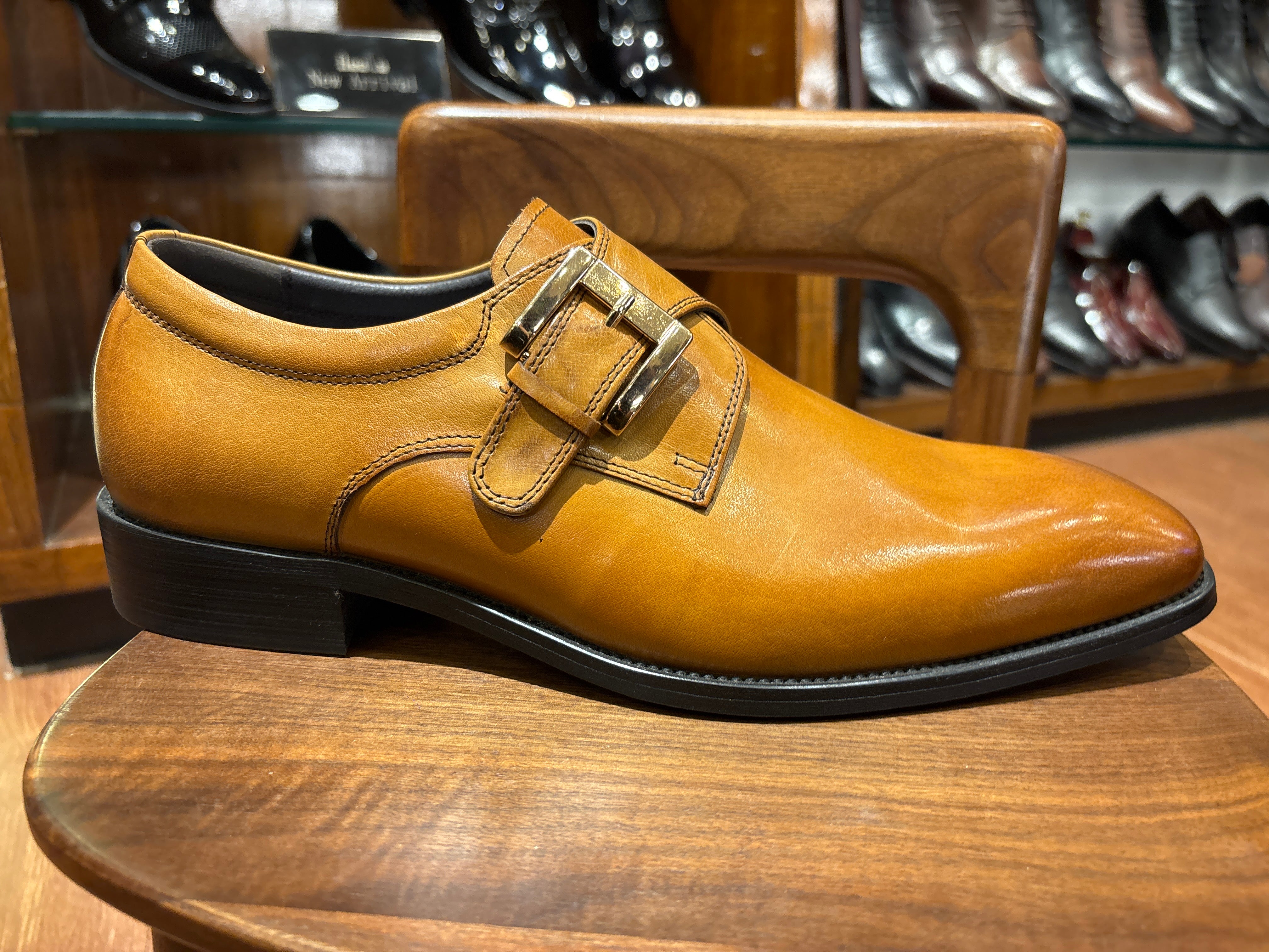 Lorelei Buckle Leather Monk Strap Tan - The Heels India