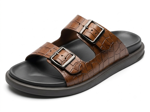 Lacroix Premium Leather Double Strap Sliders