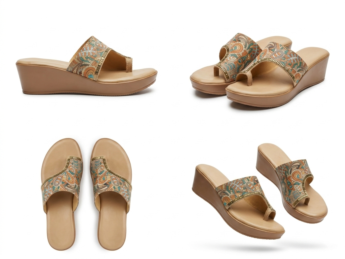Becky Printed Thumb Wedges - The Heels India