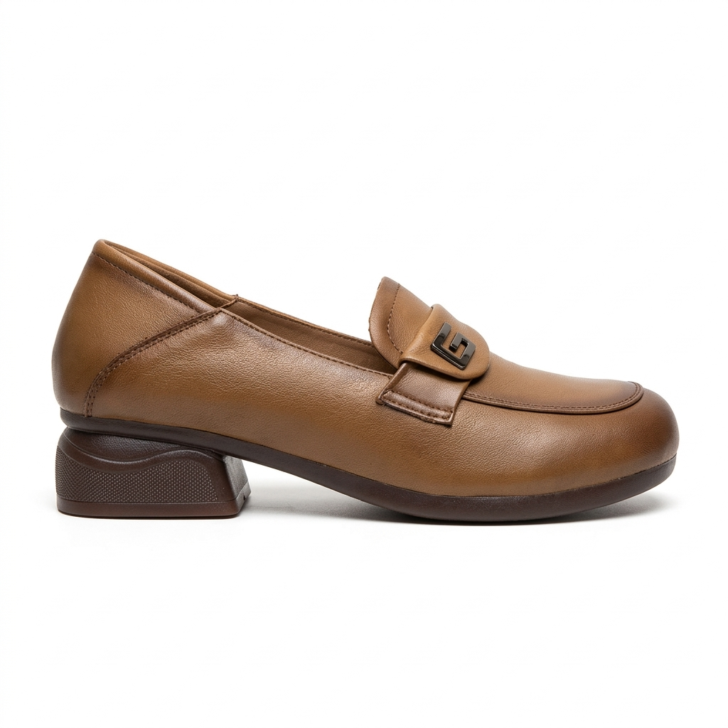 Nuvina Premium Leather Mid Heel Loafers