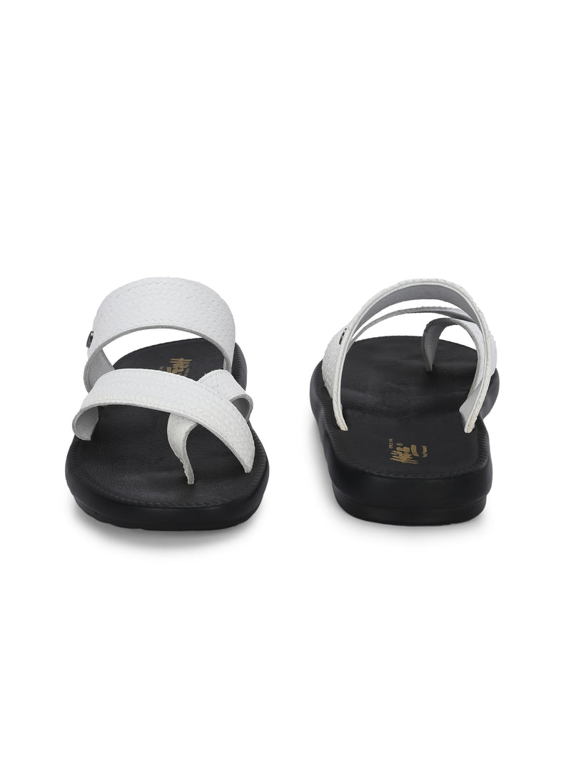 Lustral White Leather Slippers HT