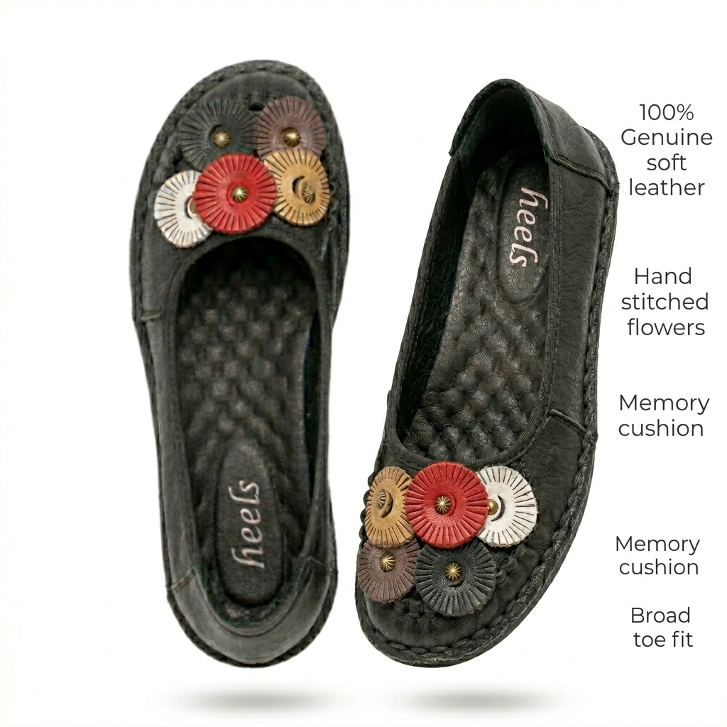 Teressa Premium Leather Comfort Flower Ballerinas - The Heels India