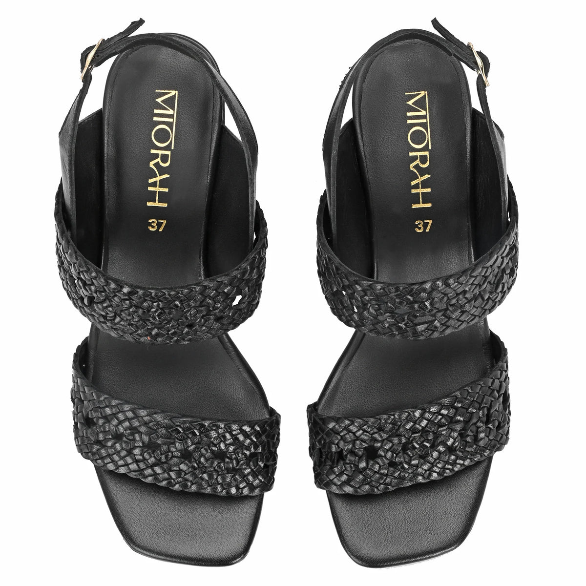 NOOR Premium Leather Hand Woven Block Heels