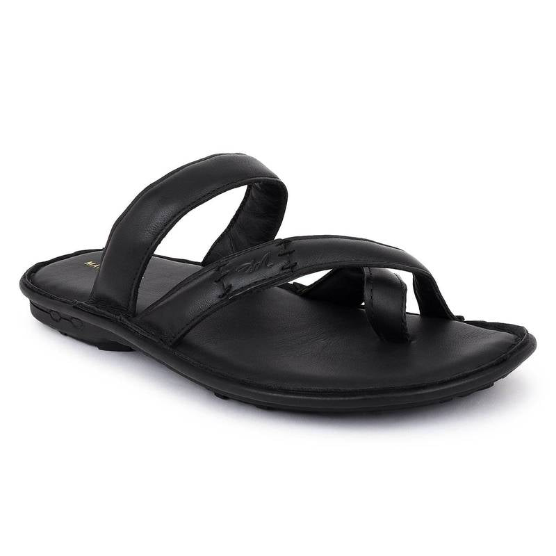 Elias Black Leather Slippers - The Heels India
